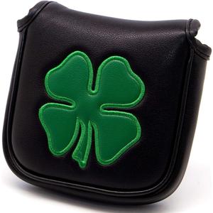 barudan golf Lucky Shamrock Heel Shaft Mallet Cover Square Mallet Putter Cover Headcover Magnetic for Scotty Cameron 6M DB Taylormade Spider S Ping (Black)