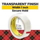 Scotch Transparent Tape, Clear Tape Engineered for Office and Home Use, 3 Inche Core, 1 in x 2592 in, 3 Rolls