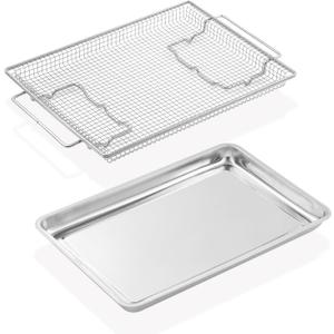 NX-AA5000RS Air Fryer Tray Replacement Parts for Samsung Stove Oven Parts 20.4 x 13.4 IN 304 Stainless Steel Air Fryer Basket and Tray PM48X120 GE Oven Parts Air Fry Crisper Basket 1 Set