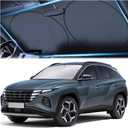 Windshield Sun Shade, Reflective Sunshade for Car Windshield with Mirror Cut-Out, Blocks 99% UV Rays & Keeps Vehicle Cool, Fits Cars, Trucks, SUVs & Vans, Fade-Resistant, (Large)