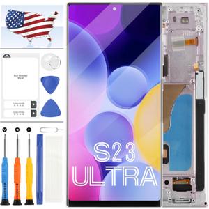 A-MIND Incell Screen Replacement for Samsung Galaxy S23 Ultra/S23 Ultra 5G SM-S918U S918A S918W LCD Display Touch Digitizer Assembly with Frame(US Version,Not Fingerprint) (Lavender)