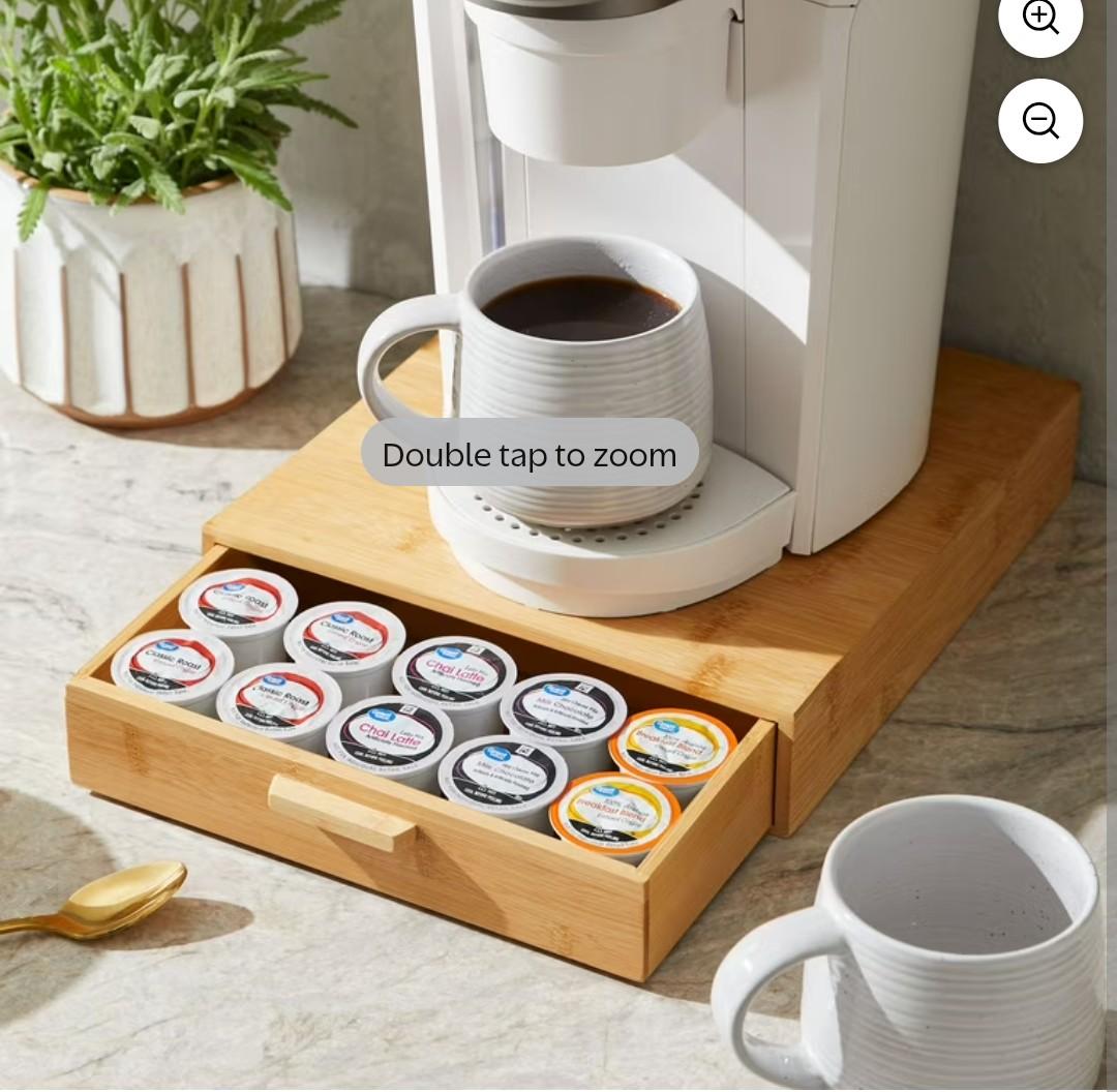 Better Homes & Gardens 25 Capacity 3" H Bamboo K-Cup and Beverage Organizer, Natural, Made for Kitchen Organization and Accessibility