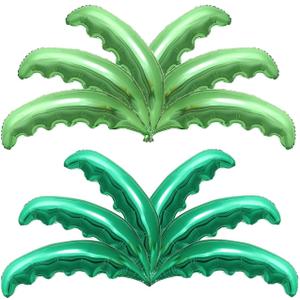 12pcs Palm Tree Leaves Balloons Helium Foil Green Coconut Tree Leaves Balloons for Birthday Wedding Baby Shower Hawaii Luau Tropical Party Decorations