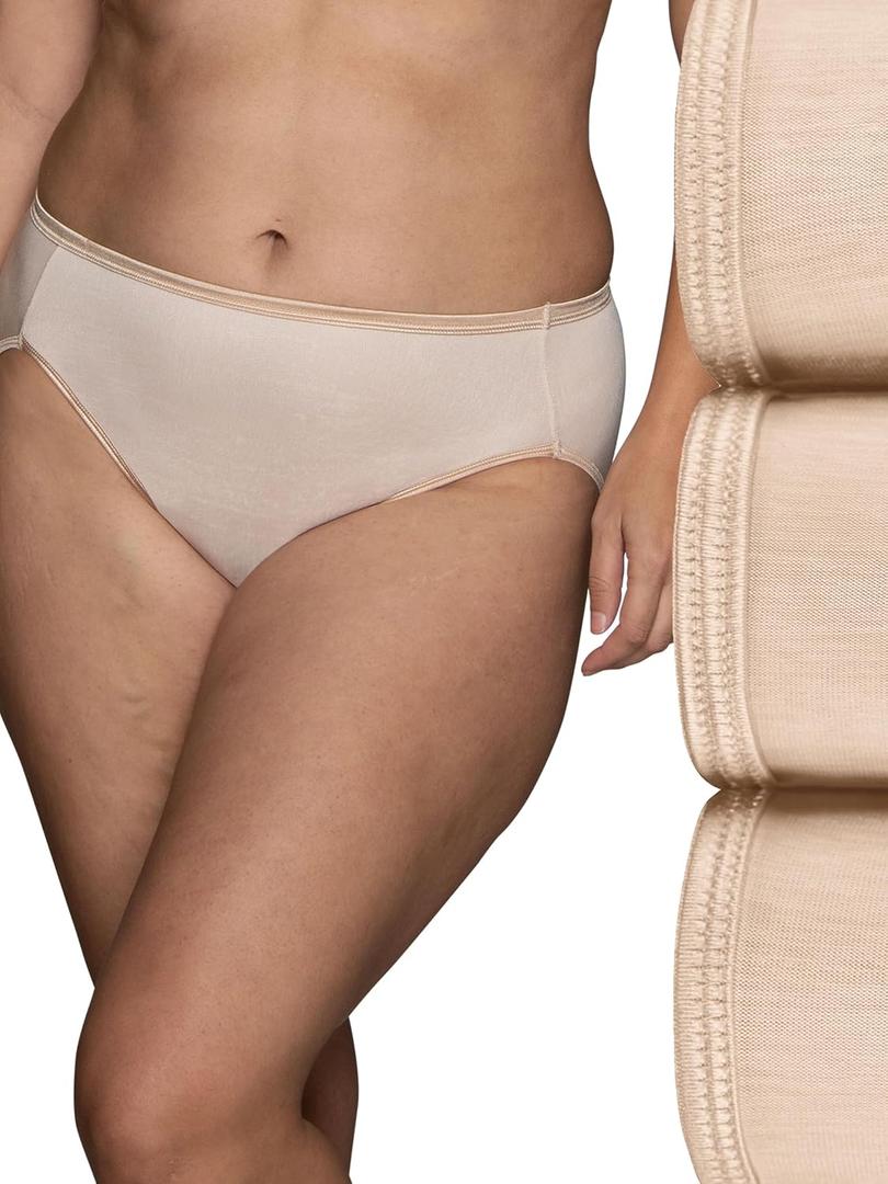Vanity Fair Women's Illumination Hi Cut Panties, Silky Stretch & Satin Trim (XXL)
