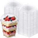 100 Pcs Plastic Dessert Cup Lids, Plastic Container Covers for Parfait Yogurt Fruit Trifle Ice Cream Pudding Cups, Leak Resistant, Clear Disposable Cup Lid, Lids Only(5 oz,Dome Lid)