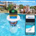 PRAXXIS Upgrade Chlorine Floater with Solar-powered Pump,Forced Flow Solar Chlorine Floater with Uniform Distribution,Moving Floating Chlorine Dispenser for Pool,Adjustable Pool Chlorine Floater(Blue)