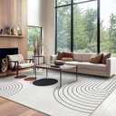 8x10 Boho Area Rug for Living Room Modern Geometric Abstract Rug Ivory
