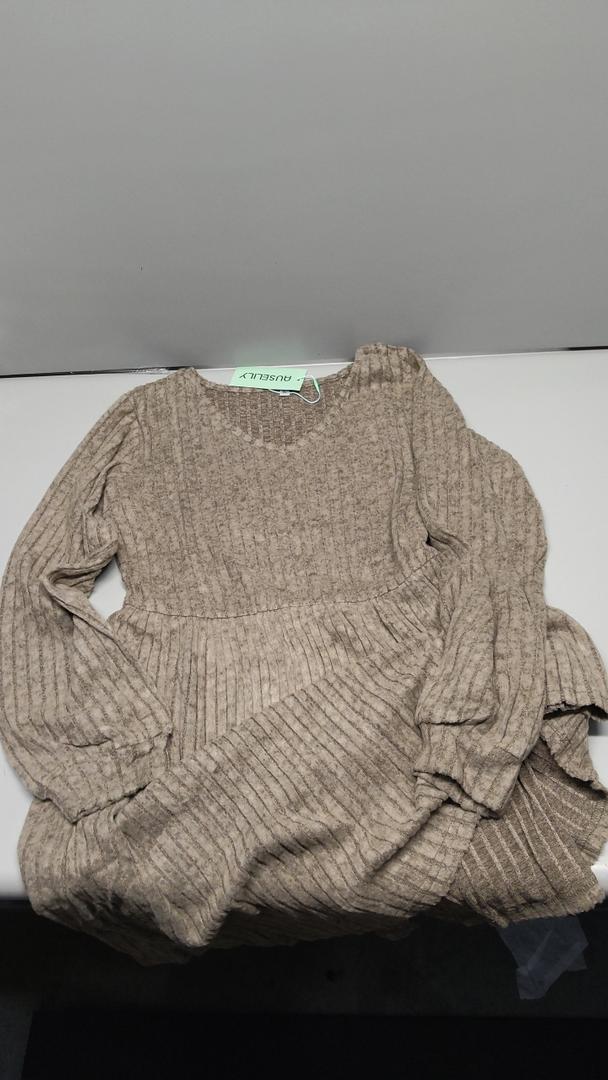 AUSELILY Womens Fall Dress 2025 Long Sleeve V Neck Short Dress Lightweight Casual Knit Sweater Dresses with Pockets, Coffee, Large