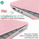 Compatible with 12.4 inch Microsoft Surface Laptop Go 3 Go 2 Go 1 Models: 1943 20132023 2022 2020 Release, Plastic Hard Shell Case with Keyboard Cover & Screen Protector, Sparkly Pink