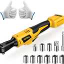 3/8" Cordless Ratchet Wrench for DeWalt 20V Max Battery - 75Ft-Lbs Brushless Motor Electric Ratchet Set with 0-300RPM Variable Speed, 8 Sockets, 3/8" and 1/4" Adapters,3" Extension Bar (Tool Only)