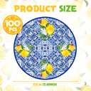 100 Pack Lemon Paper Placemats 13.8 Inch Capri Lemon Party Decorations Disposable Blue Tiles Lemonade Table Mats for Amalfi Coast Party Supplies Italian Wedding Kitchen Dinner Table Decor