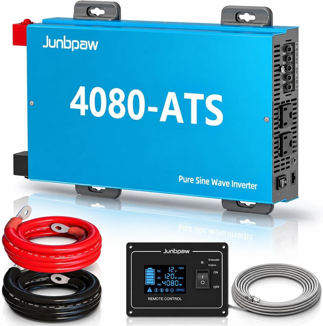 4080VA Pure Sine Wave Inverter 12V to 120V with ATS, 7000W Peak