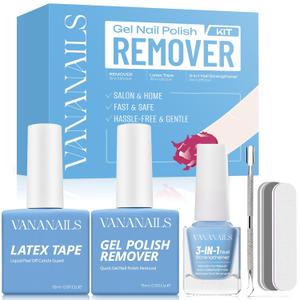 Gel Nail Polish Remover: Safe Gel Polish Remover Kit for Gel Polish Set with Latex Tape 3 in 1 Nail Strengthener & Nail Tools in 3-5 Minutes
