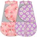 GUNTAIL Newborn Sleep Sack Baby Swaddle,3-Way Adjustable Wearable Blanket,100% Rayon Cotton Swaddling sleeping bag (Daisies & Butterflies, 0-3 Months)