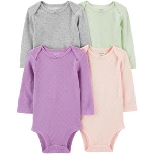 Carter's Unisex-Baby 2-Pack Long Sleeve Bodysuits (6 Months, Solid Pastel)