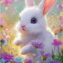 Great Jigsaw Puzzles for Adults 300 Pieces Cute Bunny with Colorful Flowers Puzzles for Adults Toys Gift Family Decoration Kids Puzzle (300PCS-15"x10")