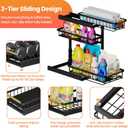 Under Sink Organizer and Storage for Bathroom and Kitchen - 2 Pack 3 Tier Under Cabinet Pull Out Shelf Organizers - Slide Out Drawer Organization for Home Cabinets Shelves and Drawers