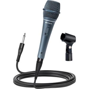 CAROL Sigma-plus3 XLR Wired Vocal MicrophoneDynamic Supercardioid Mic with Dual Shock Mount Tech for Karaoke, Singing with Enhanced Low-Frequency Response, Includes Mic Clip, 14.8ft XLR Cable &Switch