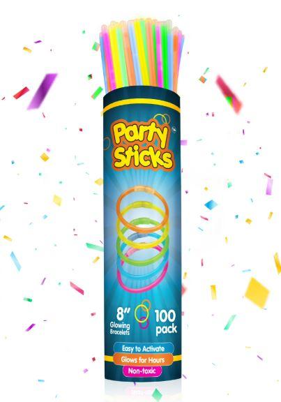 Party Sticks Glow Sticks Jewelry Bulk Party Favors and Connectors - 8" Glow in the Dark Party Supplies, Neon Party Glow Necklaces and Glow Bracelets for Kids and Adults