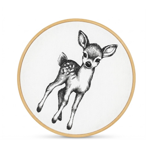 Hxlac Vintage Deer Round Wall Art Framed