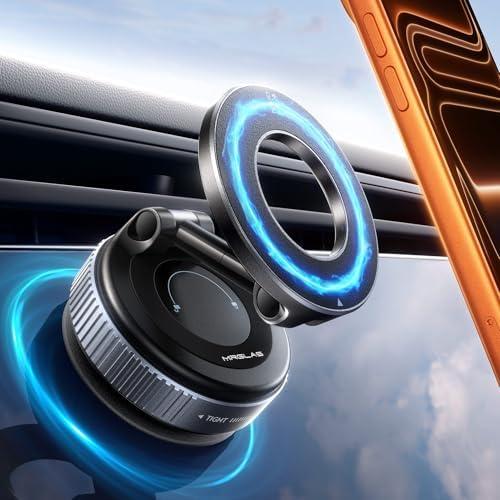 MRGLAS 2026 Upgraded Phone Holders for Your Car, Magsafe Car Mount Ultra Magnetic, 360° Adjustable Vacuum Suction Car Phone Mount, Car Truck Accessories for Men Women for iPhone 17 Pro Max