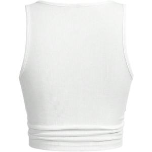 QJQ Women's Basic Sleeveless V Neck Tank Tops Ribbed Knit Fitted Crop Tops Casual Workout Top (M)