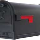 Architectural Mailboxes Arlington Heavy duty Steel Metal Post Mounted Mail Box for outside, Black, Large USPS Approved Curbside Mailbox
