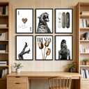 6Pcs Trendy Leopard Wall Art Funky Preppy Cheetah Paintings Pictures Wall Decor Stockholm Preppy Leopard Posters Print Artwork for Girls Bedroom Apartment Dorm Home Decoration Unframed