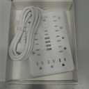 JouleLoom 6 FT Flat Plug Surge Protector Power Strip,11 Multiple AC Outlets with 6 USB Ports (2 USB C), 6 Feet Extension Cord, 1250W/10A, One Touch Switch Button, 17 in 1 Compact powerstrip-White