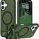 Temdan Designed for iPhone 17 Case, [Built-in Invisible Kickstand][Compatible with MagSafe][Military Grade Shockproof] Slim Translucent Matte Phone Case 6.3 inch (Green)