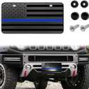 American Flag License Plate, Aluminum 3D Metal Embossed License Plate with USA Flag, Patriotic Embossed License Plate Bracket Frame Holder, 6 x 12 Inch (Black+Blue)