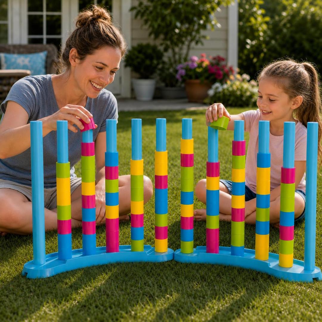 2 Pack Giant Color Matching Challenge Game, Speed Rings Stack Board Games, XL-2Pack Matching Stack Game