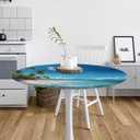 Palm Tree Hawaii Beach Round Fitted Tablecloth Elastic Edged Plastic Table Cover Coconut Palm Waterproof Wipeable Table Cloth Tablecloth Fits Tables up to 45"-56"