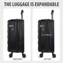 KROSER Carry On Luggage with Spinner Wheels & Built-in TSA Lock, Expandable Top Opening Hard Shell Suitcase Large Capacity Durable Rolling Luggage with USB Port, Carry-On 20-Inch, Black