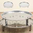 2 PCS Stainless Steel Steaming Basket, 7/7.8 Inch Round Food Steamer Insert Multi-function Steamer Rack Tray with Removable Stand for Pots Steaming Cookware Vegetable, Dumplings, Fish, Seafood Cooking