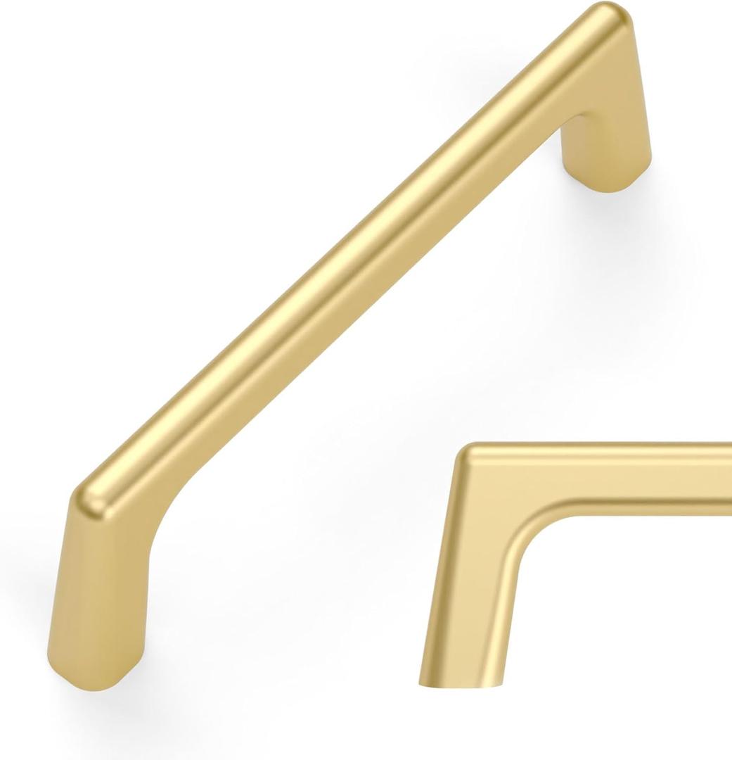 Amerdeco 10 Pack Brushed Gold Cabinet Pulls 3 Inch(76MM) Hole Centers Kitchen Cabinet Handles Hardware Kitchen Handles for Cabinets Cupboard Handles Drawer Pulls ZH0041