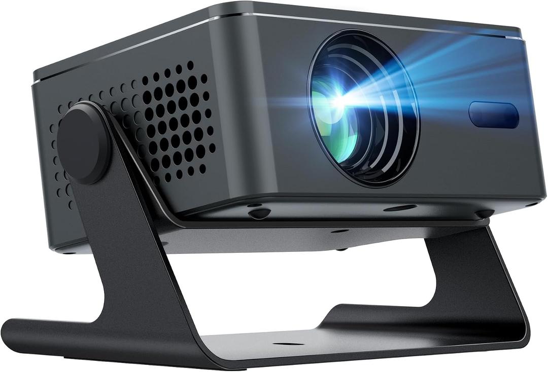 [4K Support & Electronic Focus] Projector with WiFi and Bluetooth, 4K 1080P Native Projector Keystone & Zoom, 20W Speaker, 180Adjustable Portable Projector for Phone, Laptop, Bedroom, Outdoor