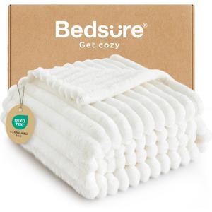 Bedsure Twin Blanket for Bed - GentleSoft Cozy Soft Blankets for Women, Cute Small Fleece Throws for Girls, Graduation Decorations Gift for Her Him School Dorm, Off White, 60x80 Inches