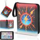 4-Pocket Trading Card Binder, 120 Pages Holds 480 Cards, PU Leather Side-Loading Card Album, Acid-Free Archival Sleeves, Durable Card Organizer for MTG, TCG and Sports Cards, Birthday & Christmas Gift