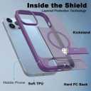Magnetic Compatible with iPhone 12 Pro Max & iPhone 13 Pro Max Case, [Built-in Invisible Kickstand][Compatible with Mag-Safe]Slim Translucent Matte Phone Case for iPhone 12/13 Pro Max, Purple