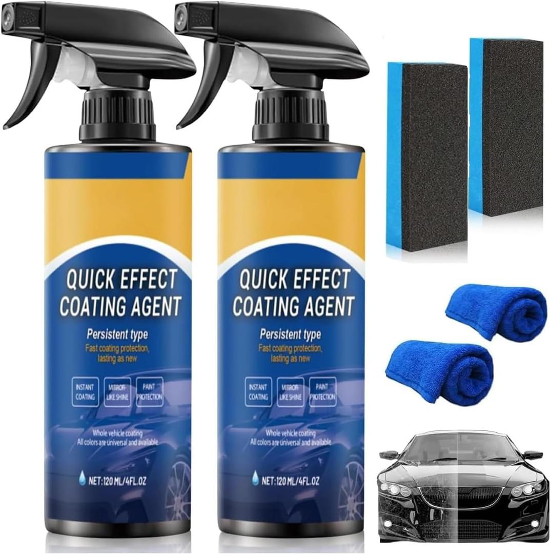 2 PCS Car Coating Spray, Quick-Acting Nano Coating Agent, Waterless Wash Polish & Paint Protection, Multi-Use for Auto Paint and Glass