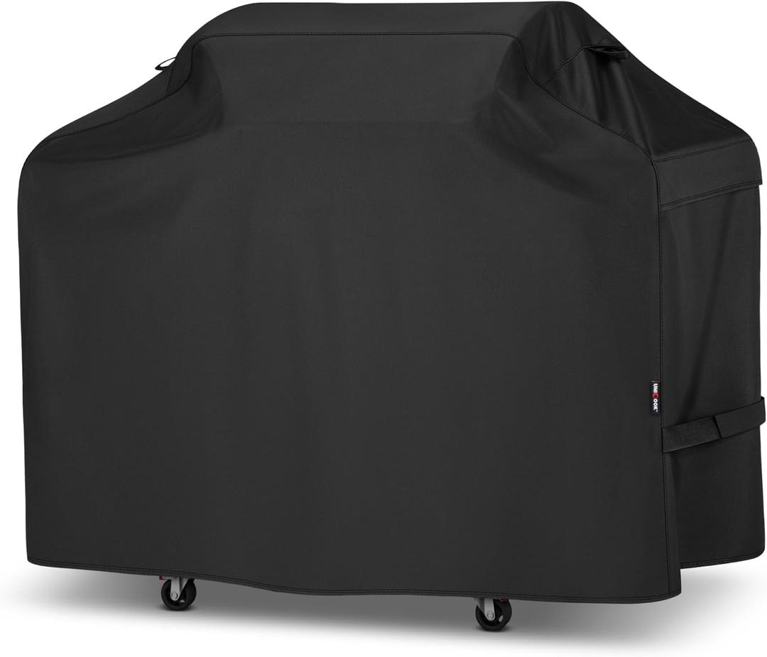 Unicook Grill Cover 65 Inch for Outdoor Grill, Heavy Duty Waterproof BBQ Cover with Side Handles and Air Vents, Weather Resistant, Compatible with Weber Charbroil Nexgrill Kenmore Gas BBQs, Black