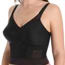 Carnival Women's Plus Size Full Figure Longline Camisole Strap Soft Cup Wire Free Bra (34DDD, Black)