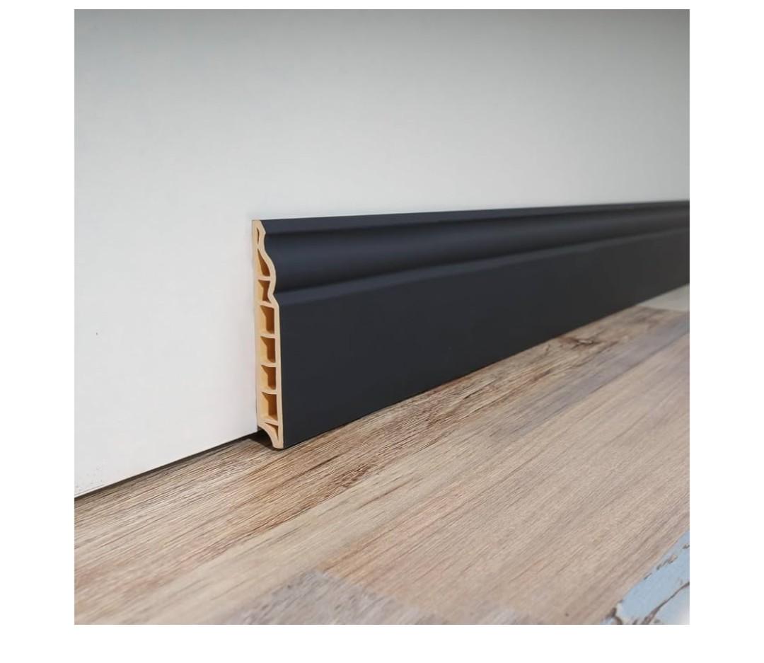 Art3d Wall Baseboard Molding Trim, High Impact Polystyrene Skirting Board - Installed with Glue - Black
