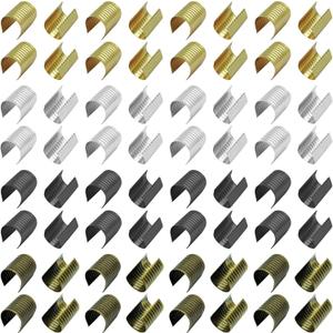 240pcs Leather Rope Clips Crimping Cord String Foldable Metal Fastener Cylindrical Opening Crimps Fold Over Crimps End Cap for DIY Crafts Leather Cords Bracelet Necklace Macrame Tassel(4colors)