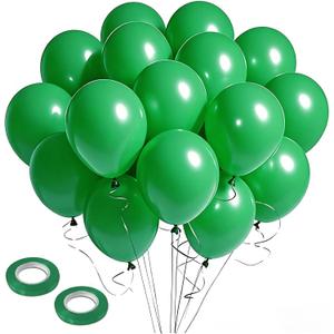 Green Balloons 12 inch, 100pcs Green Ballons with Ribbons Latex Party Balloons for St. Patrick's Day, Baby Shower, Jungle Forest Themed,Football, Christmas, Birthday Party Decoration