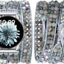 JR.DM Boho Beaded Handmade Braided Bracelet Band Women 20mm Compatible with Samsung Galaxy Watch 7/6/5/4/Active 2/4 Classic/6 Classic/5 Pro/FE 40mm 42mm 43mm 44mm 45mm 46mm 47mm