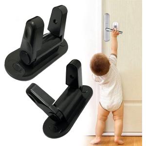 Tuxiaobu Door Lever Lock Child Proof Black Childproof Child Safety Door Lever Locks Door Lever Handle Lock with Adhesive, Keep Clever Cats Dogs Toddlers Pets from Opening Doors, Black - 2 Pcs