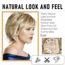Short Pixie Cut Hair Toppers for Women with Thinning Hair - Clip-In Synthetic Topper with Bangs, 7x7 Breathable Base - Daily Wear Topper for Senior Women & Short Hairstyles (Blonde)