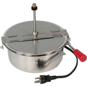 8-Ounce Replacement Kettle for Popcorn Machine 860W Kettle Popper with Lid, Stirrer, Gear Shaft, and 3-Prong Plug